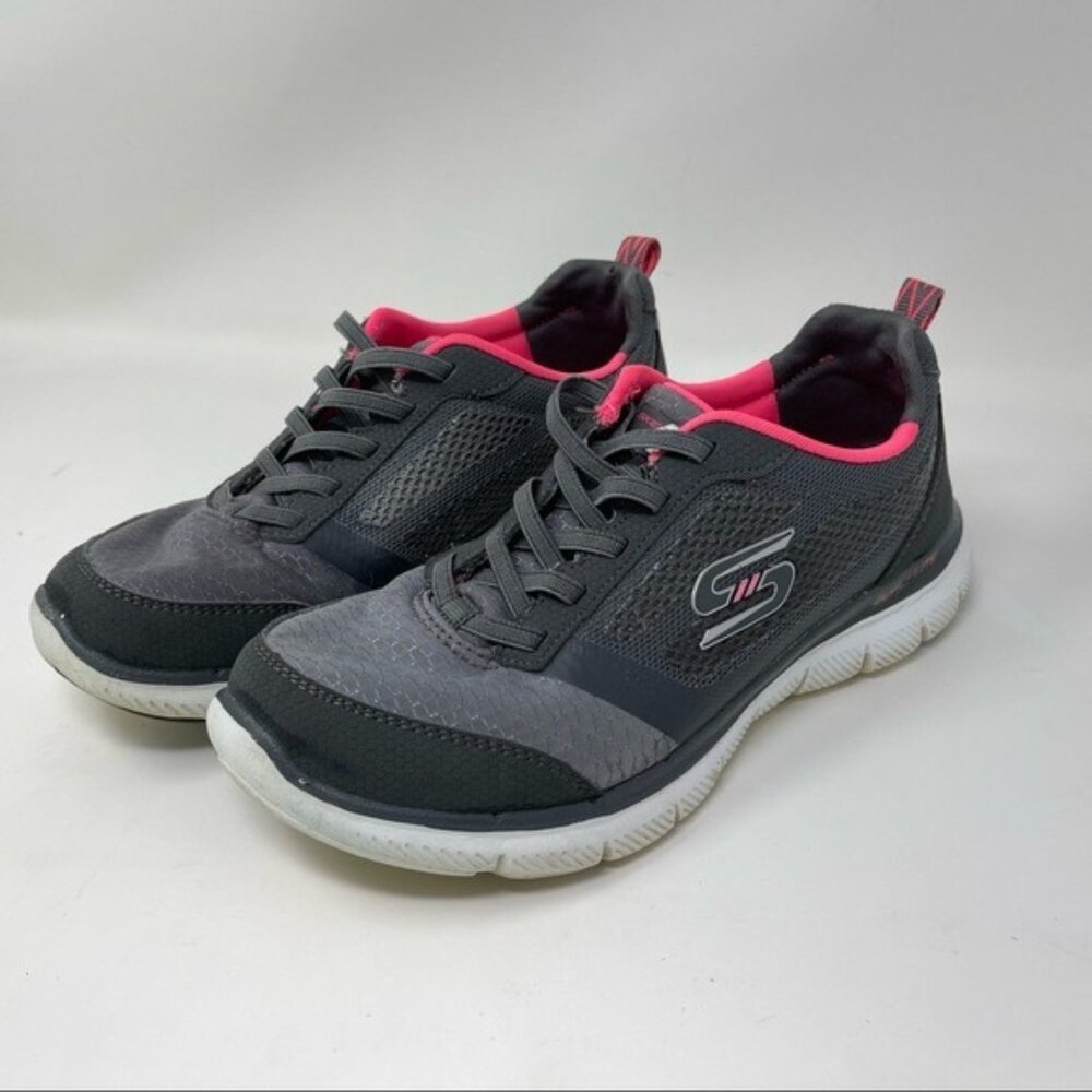 Skechers Gray And Pink Memory Foam Sneakers slip on 59872S size 6.5